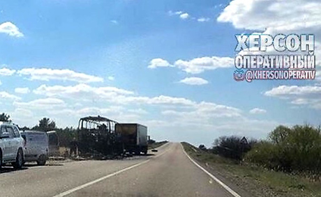 Свежие новости: На Херсонщине полностью сгорел автобус