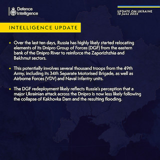 Свежие новости: Після підриву Каховської ГЕС російська федерація перекидає військові сили на схід, - розвідка Британії