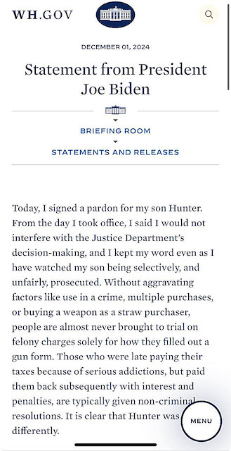 Свежие новости: Байден помилував свого сина, якого визнали винним у двох кримінальних справах