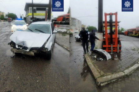 Свежие новости: В Николаеве из-за мокрой дороги BMW врезался в погрузчик