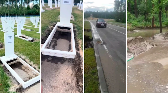 Свежие новости: Національне військове кладовище розмили дощі: на могилах утворились провалля