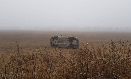 Свежие новости: На Николаевщине легковушка на повороте вылетела с дороги и перевернулась