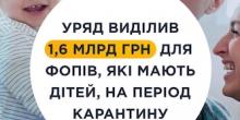 Свежие новости: Правительство выделило 16 млрд грн грн для ФЛП, имеющих детей, на период карантина